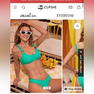 Cupshe Cross Rib Square Ring Bikini